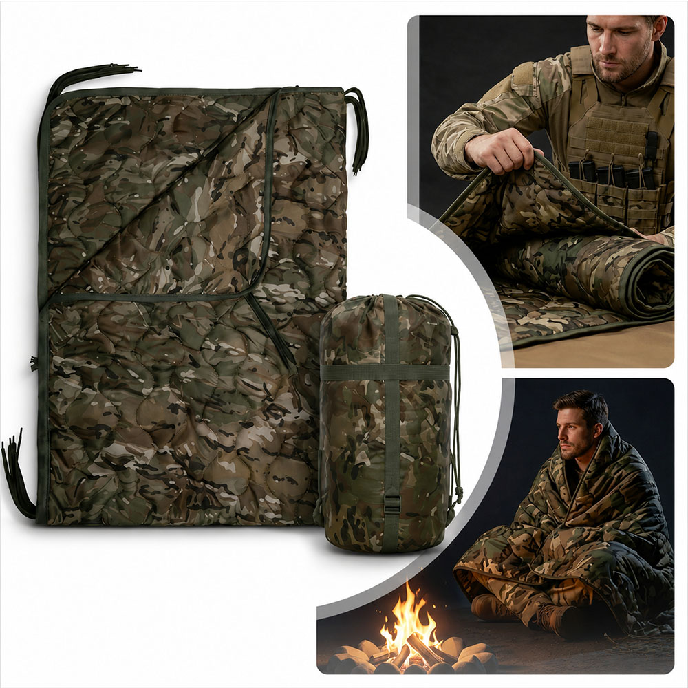 Outdoor Adventure Quilt - بطانية تخييم مموهة مع سحاب قابلة