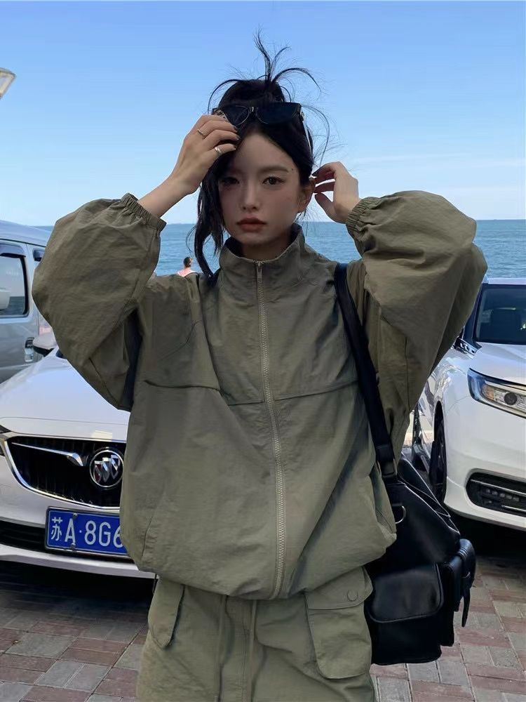 Outdoor Adventure Windbreaker - مجموعة حماية من الشمس بياقة واقفة