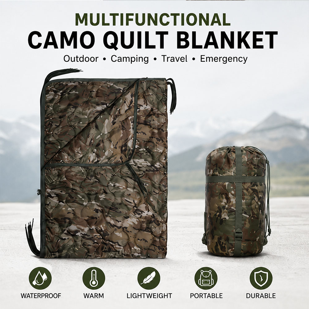 بطانية تخييم مموهة مع سحاب قاب - مراجعة Outdoor Adventure Quilt وسعره