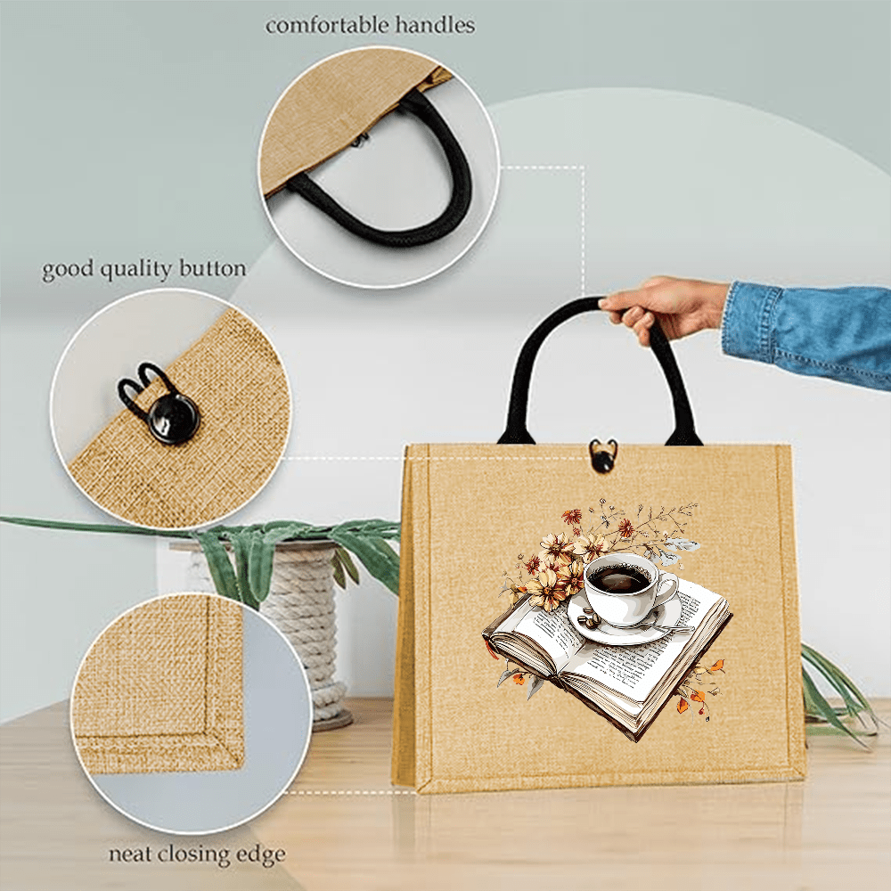 حقيبة تسوق من الجوت مطبوعة بتص - مراجعة Outdoor Adventure Books وسعره