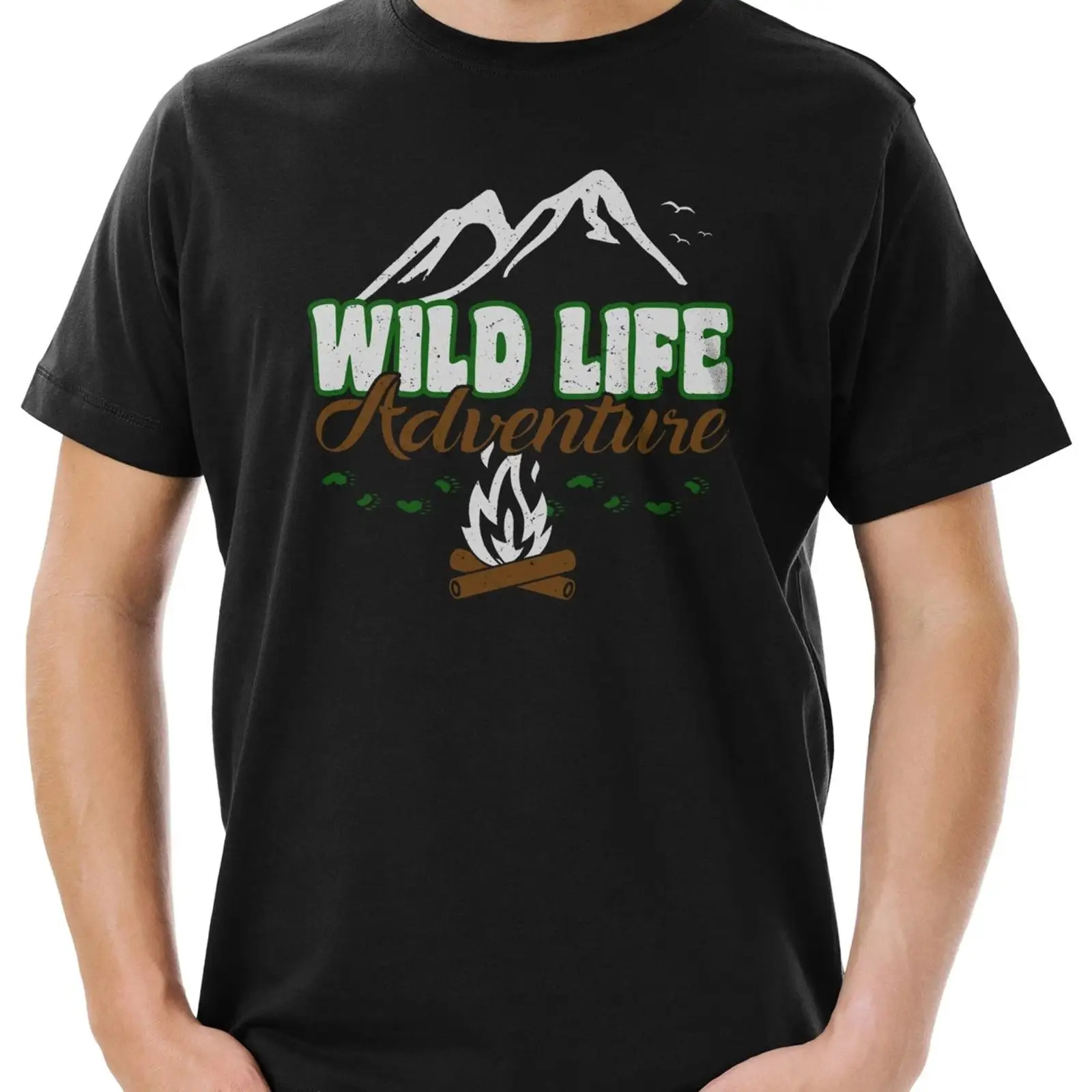 تي شيرت رجالي بشعار Wild Life  - مراجعة Outdoor Adventure Logo وسعره